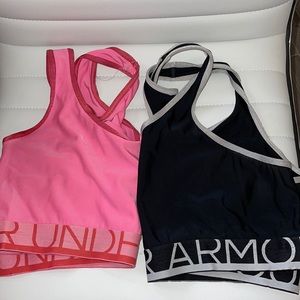 Black and pink under armour sports bras!